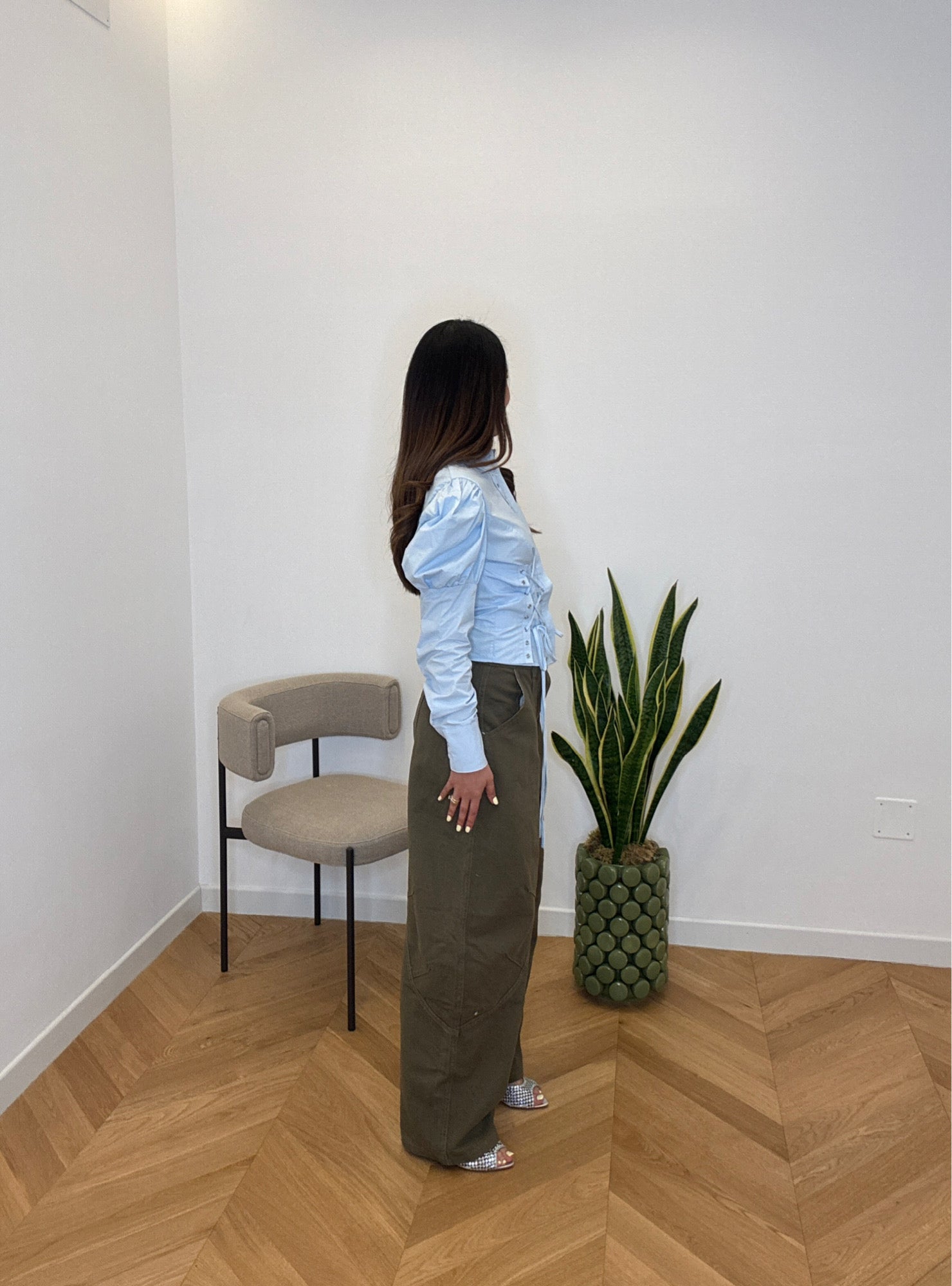 CAMICIA STRINGATA AZZURRA