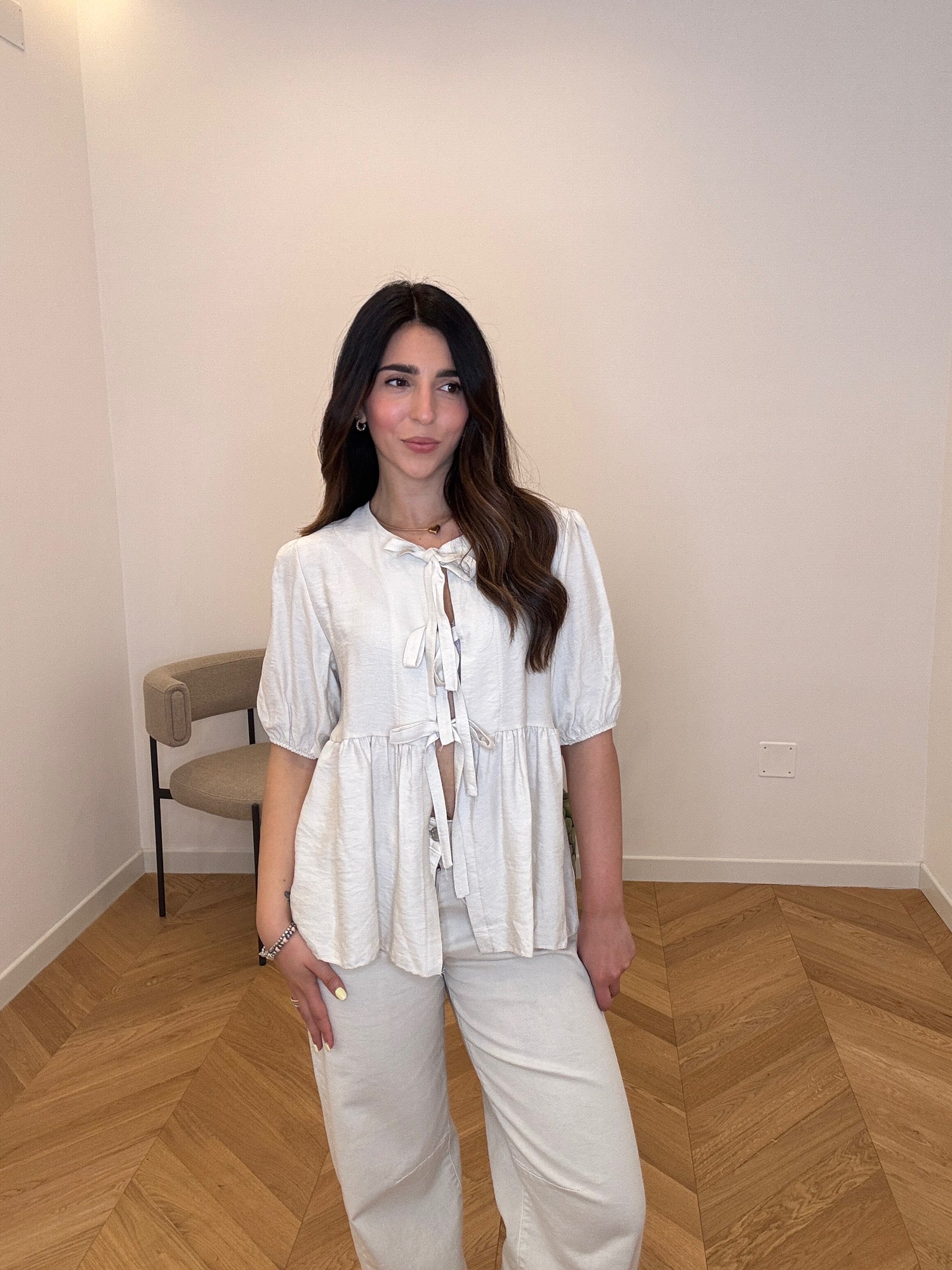 CAMICIA FIOCCHETTI PANNA