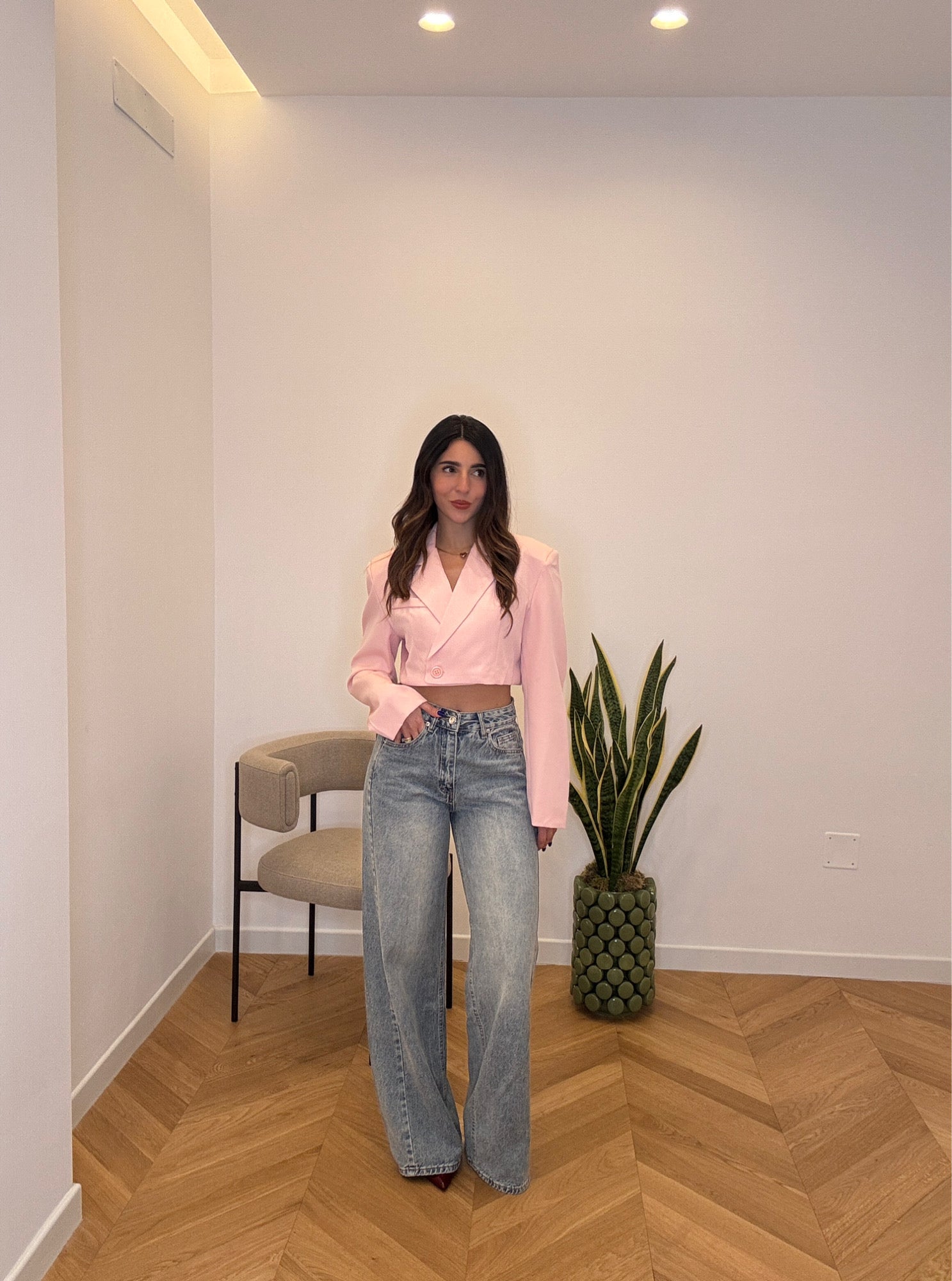 BLAZER CROP ROSA
