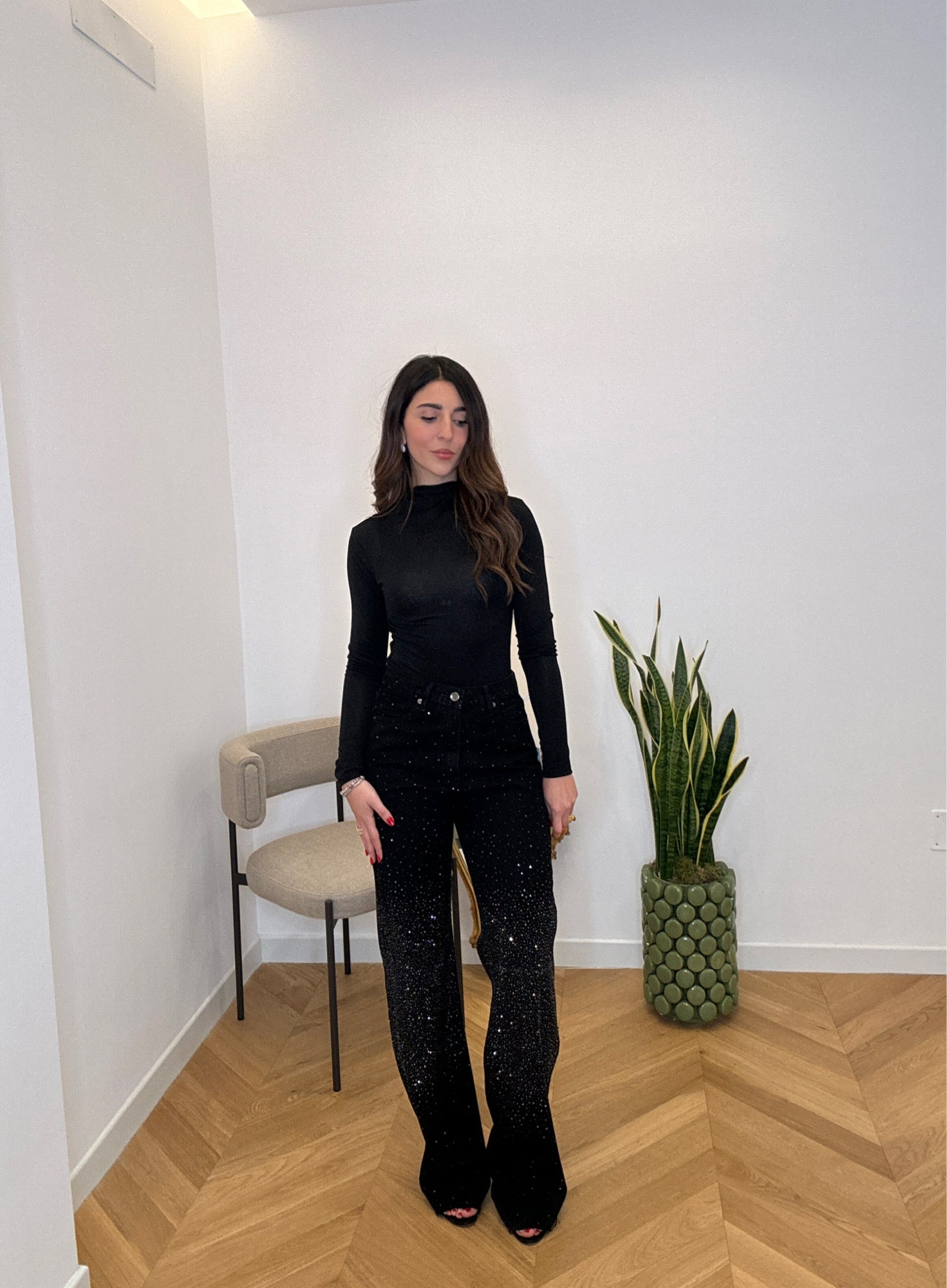 JEANS STRASS NERO