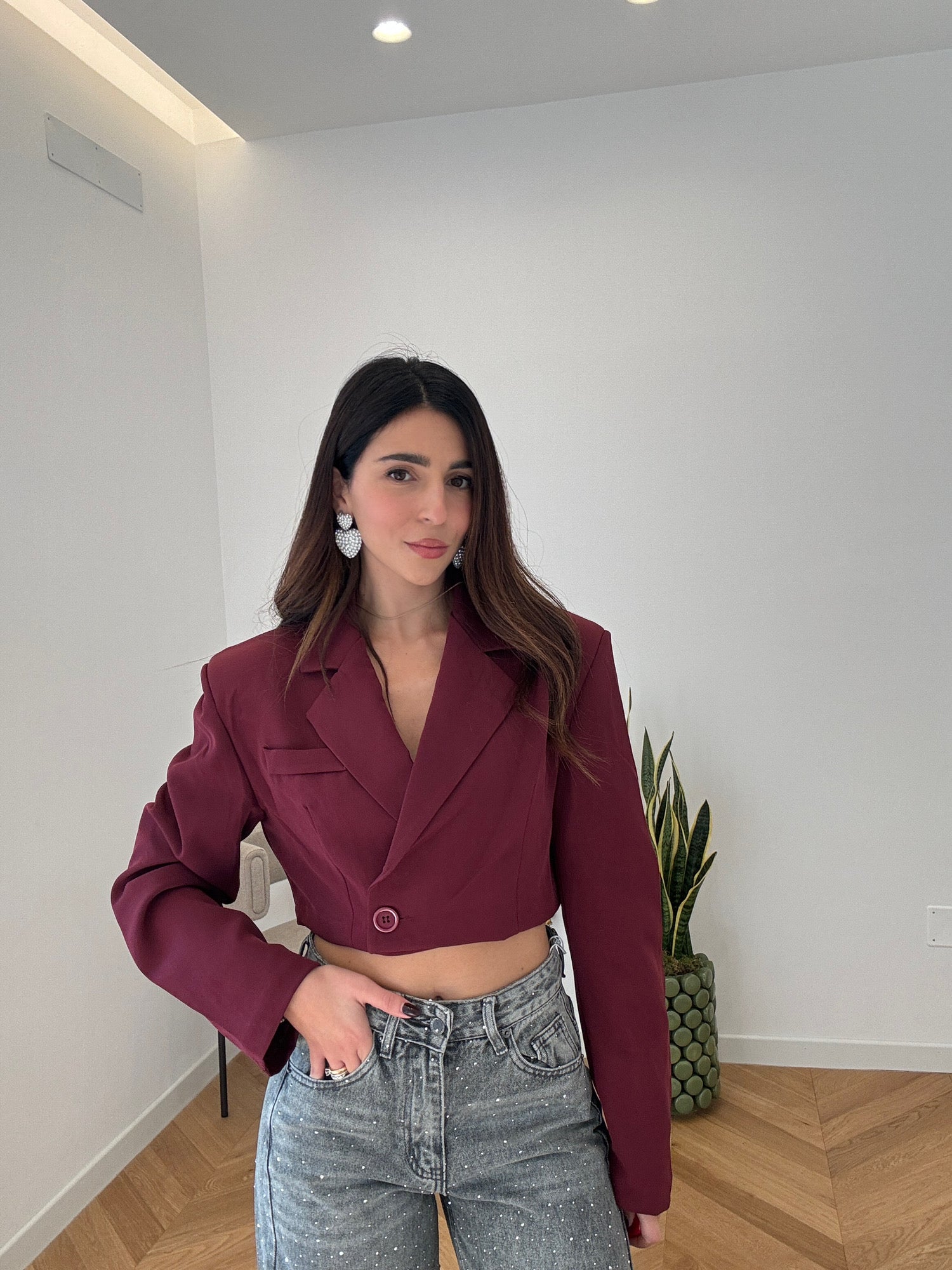 BLAZER CROP BORDEAUX